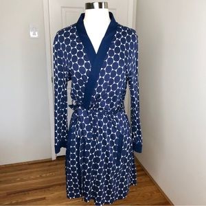 Kate Spade Blue Polka Dot Cotton Tie Front Robe size S